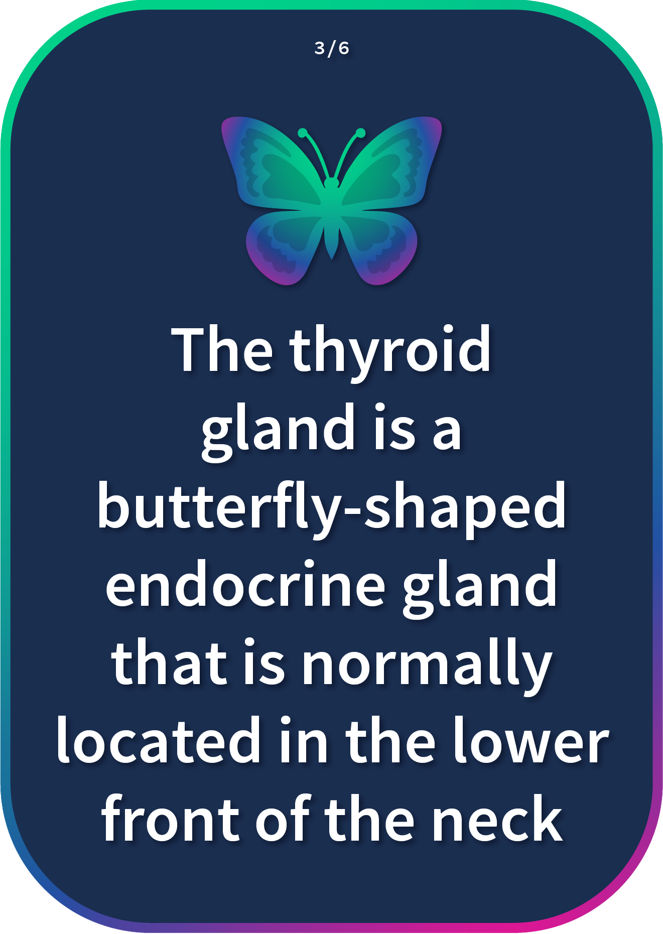 The thyroid gland is a butterfly-shaped endocrine gland that is normally located in the lower front of the neck